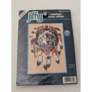 Vintage Sunset Jiffy Counted Cross Stitch Kit WOLF SPIRIT #16694 5x7 NEW SEALED